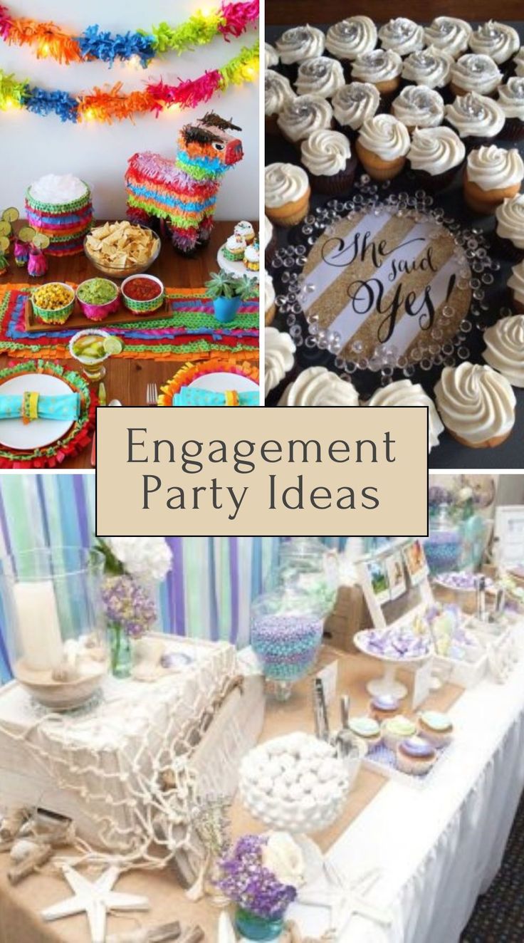 a collage of different party themes including cupcakes, cakes and desserts