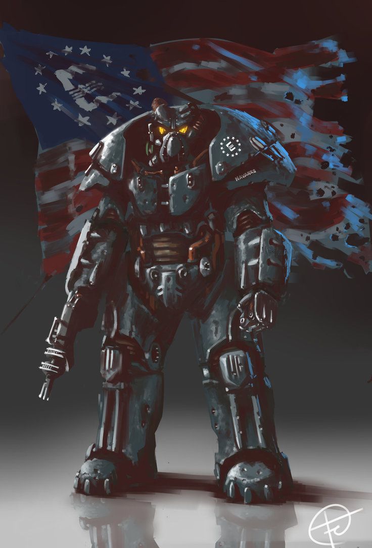 an image of a robot with the american flag on it's back and arms