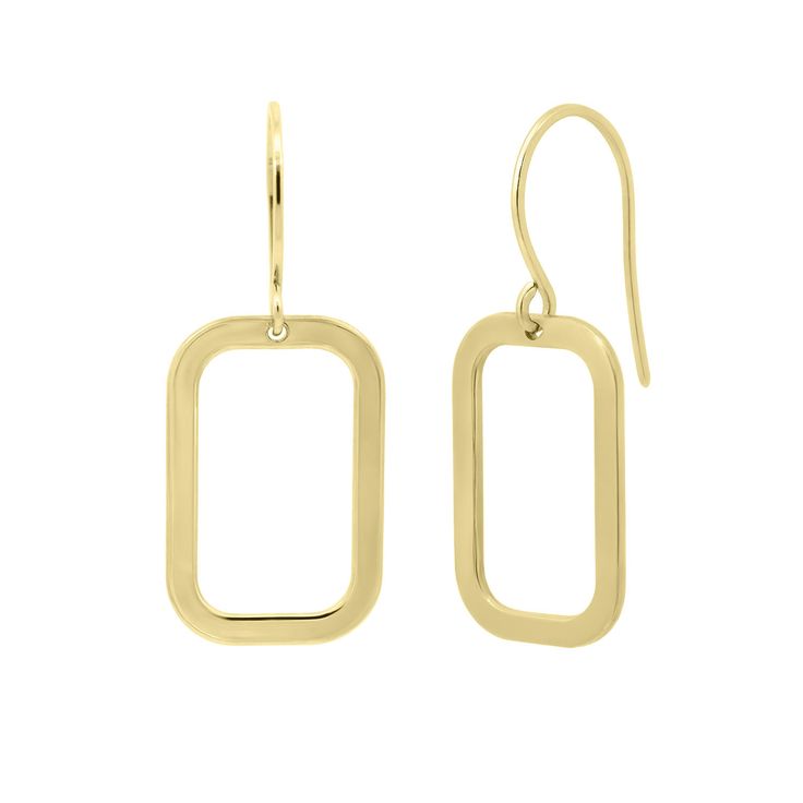 Introducing our Gold Paperclip Earrings, where simplicity meets style in a modern and chic design. These earrings redefine elegance with their minimalist yet eye-catching aesthetic.These modern and edgy 14k solid gold square paperclip earrings with wire will be your new favorite ear accessory!Crafted from 14KT yellow gold, each earring embodies the versatility of the iconic square paperclip shape, adding a touch of contemporary flair to your jewelry collection. Lightweight and comfortable, these earrings effortlessly transition from day to night, making them the perfect accessory for any occasion.These beautiful earrings are engraved with “14KT” and its curved wire hook allows for elegant movement that will have you wear them without any discomfort.Caring for your jewelry is essential to e Contemporary Rectangular Gold Jewelry, Modern Hoop Earrings For Formal Occasions, Modern Rectangular Jewelry With Polished Finish, 14k Gold Oblong Earrings For Gift, 14k Gold Oblong Earrings As Gift, Modern 14k Gold Hoop Earrings For Formal Occasions, Modern Rectangular Jewelry For Formal Occasions, Gold Classic Rectangular Link Earrings, Classic Gold Earrings With Rectangular Links