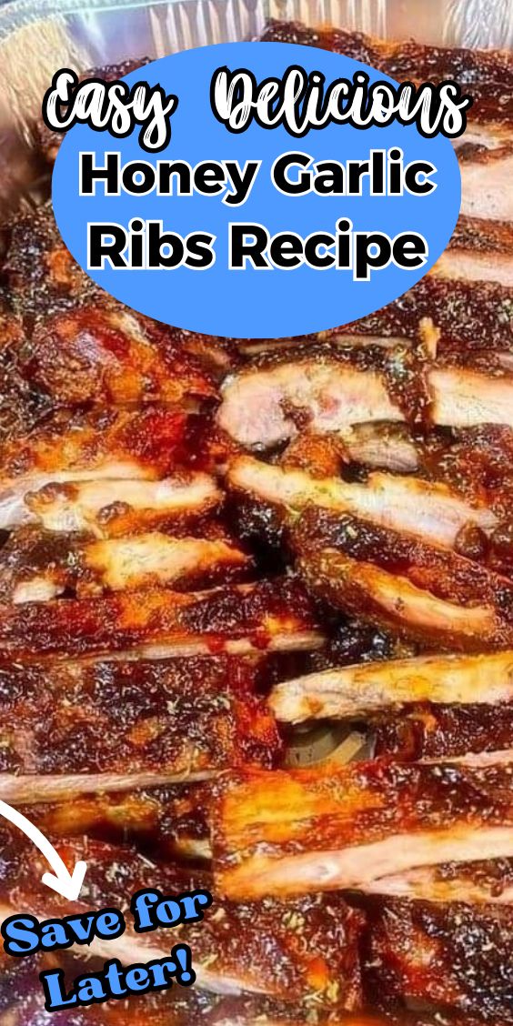 an easy recipe for honey garlic ribs that is ready to be cooked in the oven