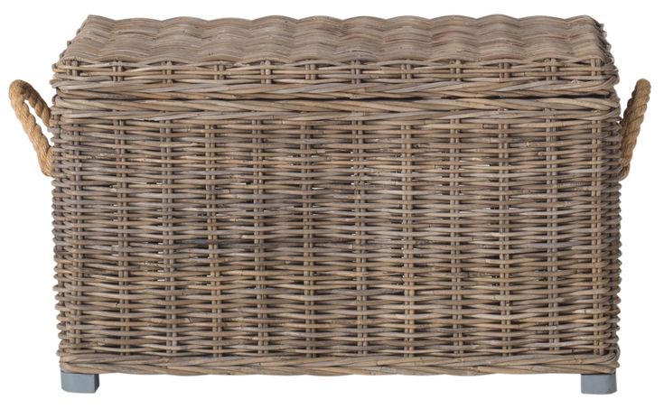 Salim Wicker Trunk - AmericanHomeFurniture Grey Wicker Baskets, Rattan Texture, Wicker Storage Trunk, Decorative Trunks, Wicker Trunk, Rustic Coastal, Storage Trunks, Storage Trunk, Vintage European