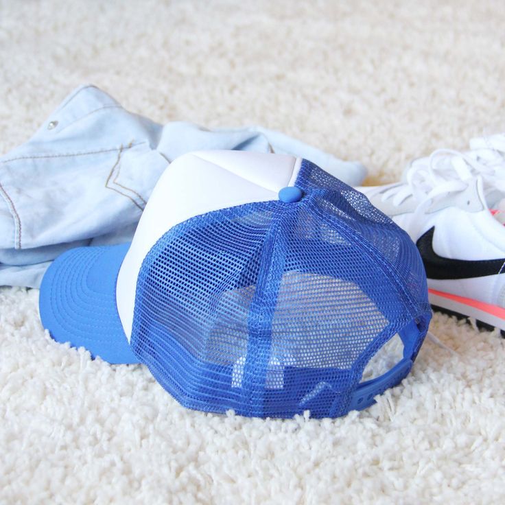 The perfect blue trucker hat for the season. A sweet blue pairs with soft mesh sides and a white front. Darling paired with a tee & jeans. Color: Blue Adjustable Spring Sports Mesh Trucker Hat, Spring Mesh Baseball Cap, Spring Sports Trucker Hat With Curved Bill, Spring Mesh Trucker Hat, Spring Mesh Snapback Hat With Curved Bill, Trendy White Mesh Baseball Cap, Sporty Summer Trucker Hat, Spring Sports Trucker Hat Snapback, White Mesh Trucker Hat For Spring