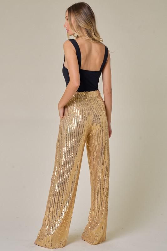 Our Liv Sequin Pants are a must have! These gorgeous panys are perfect for the Holiday Season.Structured, wide leg pants, fully lined. Spring Party Wide-leg Dress Pants, Stretch High Waist Wide Leg Pants For Evening, Wide Leg Pants For Date Night In Spring, Wide Leg Pants For Spring Date Night, Chic Wide-leg Cargo Pants, Stretch Full-length Evening Pants, Stretch High Waist Wide Leg Pants For Party, Party Season High-waisted Wide Leg Pants, Wide Leg Pants For Date Night In Summer