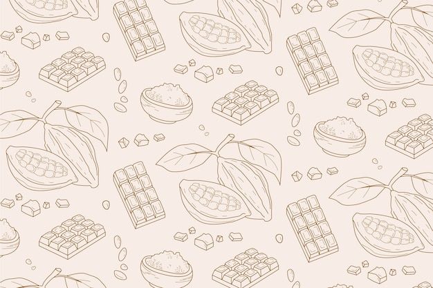 a pattern with chocolates and pomegranates on a white background illustration