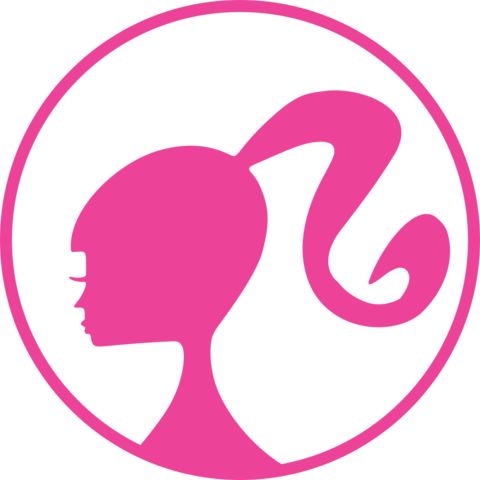 the silhouette of a woman's head in a pink circle