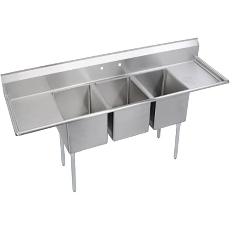 The Elkay 3C23X23-R-24X 12 Inch Triple Bowl Standard Series Sink is made up of stainless steel. This product is a single bowl sink that includes adjustable galvanized leg rings that are welded to its undershelves. The body construction of this commercial-grade sink is welded to assure consistent metal gauge thickness all over. The stainless steel construction of this scullery makes it a rust-free product. Also Included is a firm and durable side table. This standard sink is shipped torn down to reduce the costs of shipping. It also makes this table easier to transport. This Elkay 3C23X23-R-24X 12 Inch Triple Bowl Standard Series Sink holds NSF and CSA certification for foodservice application. It also comes with tools like an Allen wrench and screws for easier installation. This standard s Laundry Sinks, Commercial Sink, Kitchen Sinks Farmhouse, Commercial Bathroom Sinks, Single Bowl Sink, Double Bowl Sink, Laundry Sink, Wall Mounted Bathroom Sink, Utility Sink