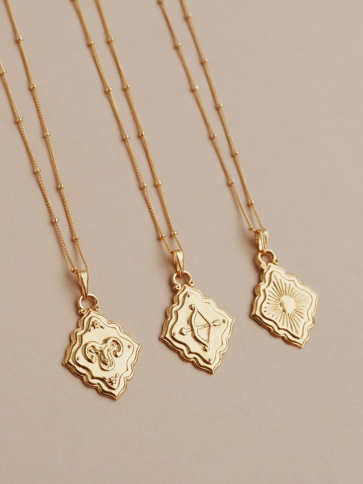 Our Zodiac-inspired pendants are a unique way to wear your sun, moon and rising signs, or layer up all three!  The perfect gift for an astrology lover.  Prefer to pick your favourite design? We haven’t engraved the name or symbol of the zodiac sign on the pendants themselves so whether you're treating yourself or gifti Sun Moon And Rising, Rising Signs, Fashion 2025, Playful Jewelry, Glam Jewelry, Astrology Jewelry, Zodiac Necklace, Zodiac Gifts, Zodiac Pendant