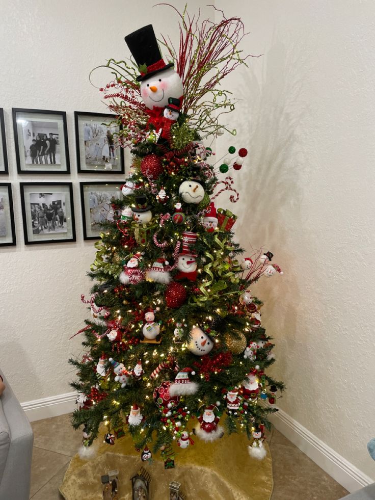 a christmas tree decorated with ornaments and decorations