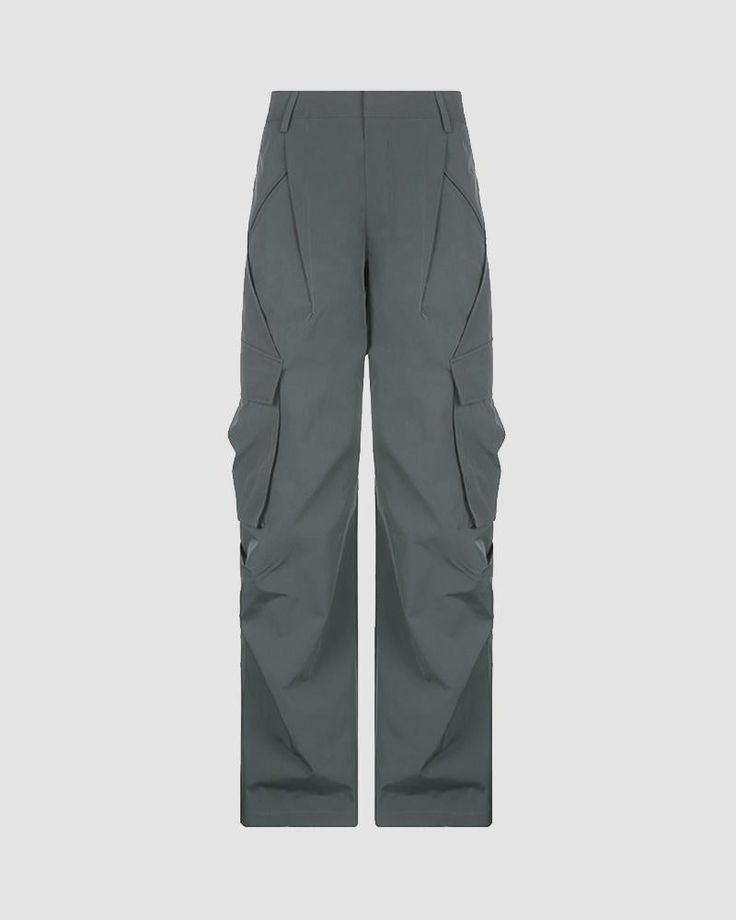 Details: Gray cargo pants with side pockets designBottom Length: LongMaterials:95% Polyester + 5% Spandex Techwear Bottoms With Cargo Pockets For Work, Techwear Parachute Pants With Multiple Pockets, Techwear Straight Cargo Pants For Work, Techwear Cargo Pants For Work, Techwear Wide Leg Cargo Pants For Work, Techwear Straight Pants With Multiple Pockets, Techwear Style Straight Pants With Multiple Pockets, Wide Leg Techwear Cargo Pants For Work, Utility High-waisted Cargo Pants