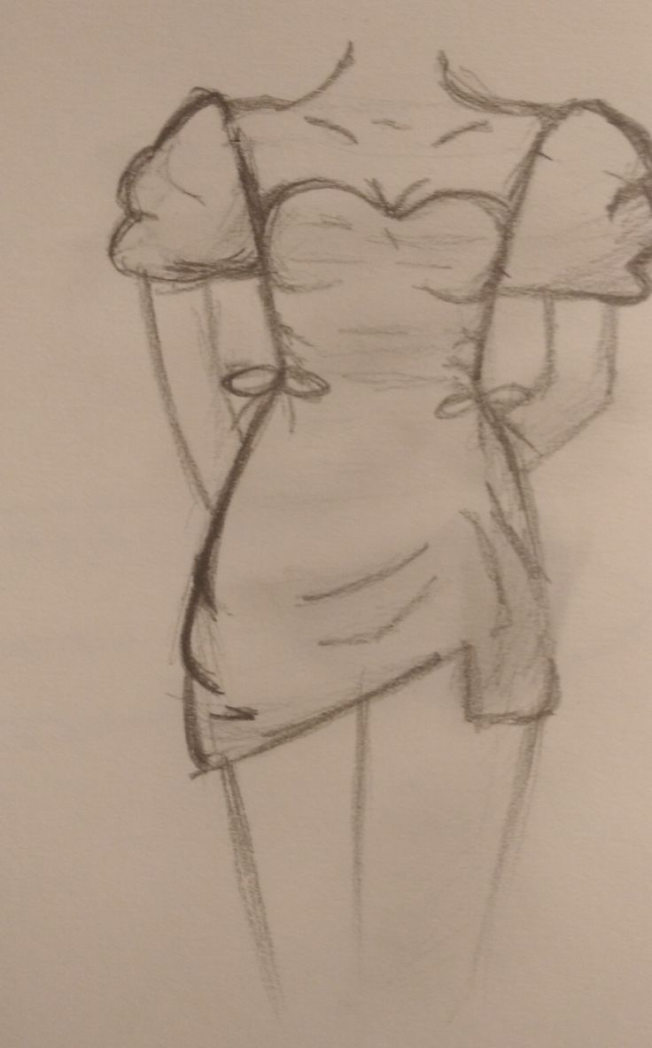 a pencil drawing of a woman's torso and arms with her hands on her hips