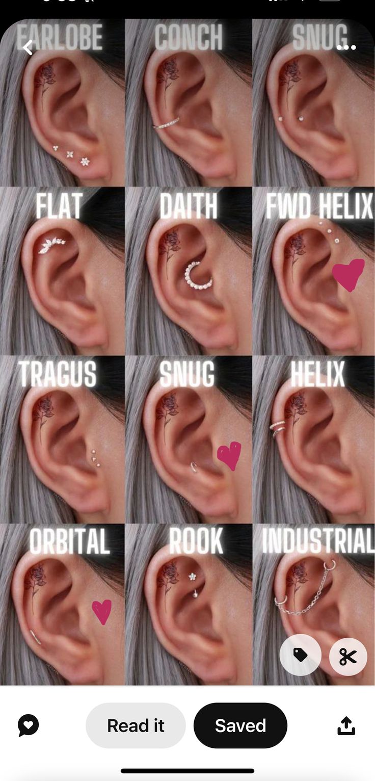 an ear with different types of piercings on it and the caption reads, how to