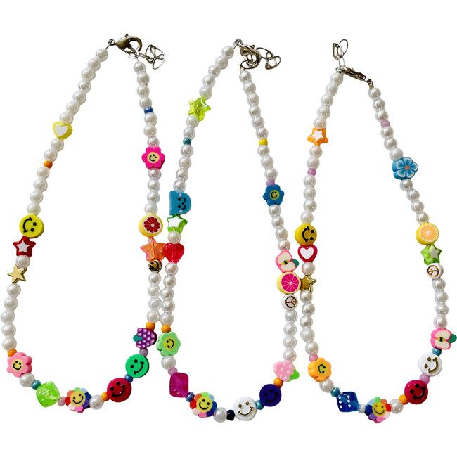 This adorable necklace features a medley of mixed beads with a personality. Pair with the matching bracelet for the ultimate back to school style! Measures 13'' with an extender. Each product is individually hand-made and unique. Beads will differ from the picture. | Risa's Pieces | Happy Beaded Necklace (Multicolor, One Size)  |  Maisonette collects the best children’s products from around the world (unlike Zulily, Etsy, The Tot, Farfetch Kids, Childrensalon, Crate and Kids, Kohls, Wayfair, Buy Fun Multicolor Adjustable Beaded Necklaces, Fun Multicolor Beaded Necklaces, Fun Adjustable Multicolor Beaded Necklaces, Adjustable Multicolor Beaded Necklaces For Everyday, Trendy White Necklaces For Friendship, White Trendy Necklace For Friendship, Adjustable Multicolor Charm Necklace For Friendship, Adjustable Cute Charm Necklaces For Friendship, Cute Adjustable Charm Necklace For Friendship