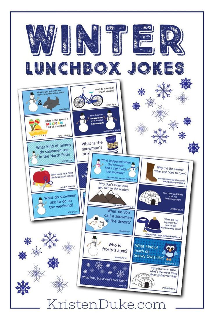 winter lunchbox jokes for kids to help them learn how to make their own snowmen