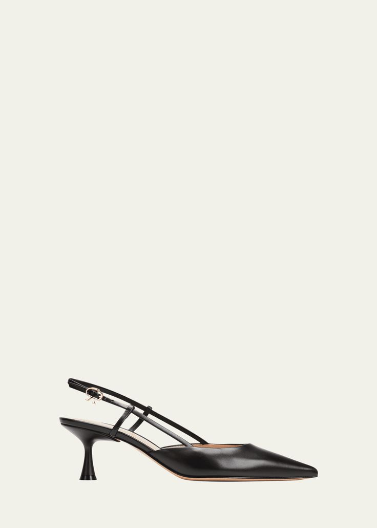 Gianvito Rossi Vitello Calf leather Slingback Mules - Bergdorf Goodman Calf Leather Slingback Pumps With Sculpted Heel, Calf Leather Low Heel Slingback Pumps With Sculpted Heel, Evening Mules With Leather Sole And Low Heel, Classic Open Heel Kitten Heels In Calf Leather, Chic Ankle Strap Kitten Heels In Calf Leather, Chic Calf Leather Kitten Heels With Ankle Strap, Office Kitten Heels With Leather Sole And Open Heel, Calf Leather Slingback Pumps With Low Heel, Classic Open Heel Kitten Heels With Leather Sole