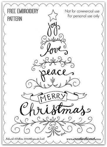 a christmas tree with the words joy love peace and merry christmas written in black ink