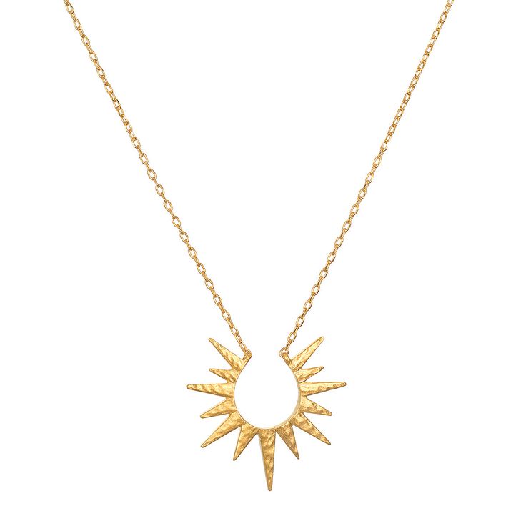 Like a compass in the sky, we turn to the stars' incandescent glow to guide us home. A brilliant 18kt gold plate necklace shines with an open-work starburst, creating an eye-catching necklace that symbolizes dreams and inspiration. Star - guidance, inspiration, dreams Pendant size - 25 x 26mm Necklace length - 16" + 3" Gold Plate Necklace, Satya Jewelry, Sun And Moon Necklace, Spiritual Necklace, Starburst Necklace, Mandala Necklace, Amethyst Birthstone, Gold Starburst, A Compass