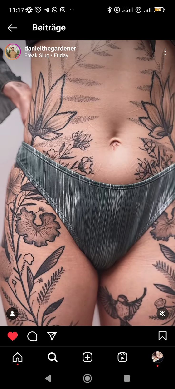 an image of a woman with tattoos on her stomach and bottom part of her body