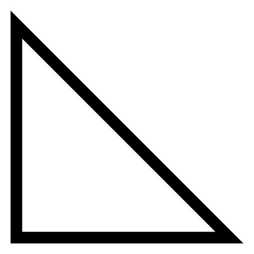 a black and white image of a triangle with one side missing from the other end