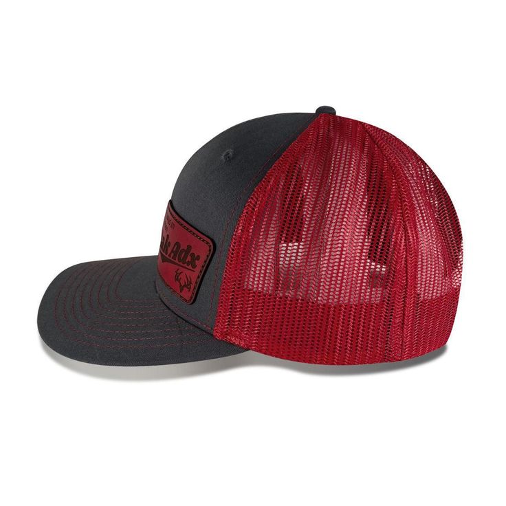 This custom red leather patch hat is our December 2021 Club Hat. All our gear is custom crafted right here in our own production facility in St. George, Utah. We have our own equipment so all our products are Custom Crafted just for our RakAdx fans. • Color: Charcoal/Red• Shape: Mid-Pro• Fabric: Cotton-Poly/Nylon Mesh• Visor: Precurved• Sweatband: Cotton• Fit & Size: OSFM (One Size Fits Most) Red Hat With Logo Patch And Curved Brim, Red Baseball Cap With Logo Patch, Red Trucker Hat With Curved Brim And Logo Patch, Red Snapback Trucker Hat With Logo Patch, Red Snapback Cap With Logo Patch, Red Trucker Hat One Size, Red Six-panel Trucker Hat For Outdoor, Red Trucker Hat One Size Fits Most, Red Snapback Hat With Logo Patch And Curved Brim