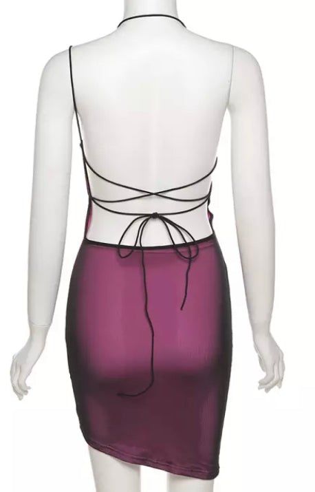 Baddie (Purple) Cute Mesh like Halter Tie Up backless Baddie mini Dresses Perfect for a night out on a town Pink Tie-back Backless Dress For Night Out, Pink Strappy Back Mini Dress For Night Out, Pink Strappy Back Mini Dress For Party, Pink Backless Mini Dress For Club, Pink Tie Back Backless Dress For Night Out, Summer Club Mini Dress With Strappy Back, Pink Backless Dress With Tie Back For Night Out, Pink Backless Mini Dress For Night Out, Purple Bodycon Mini Dress For Party