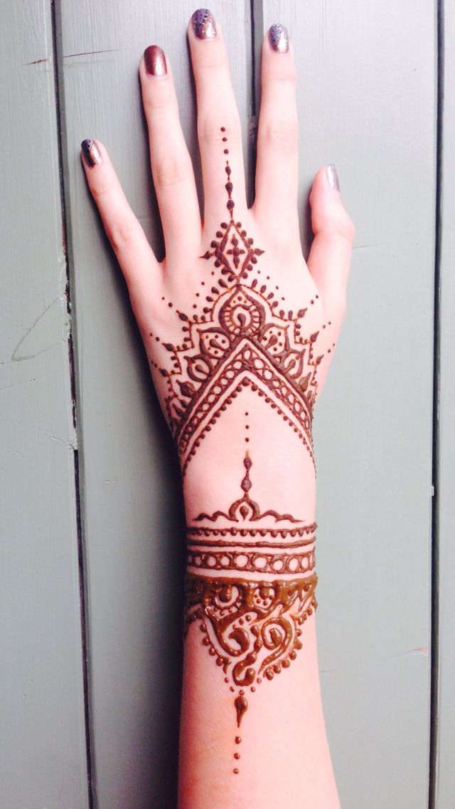 a henna tattoo on the palm of a woman's hand