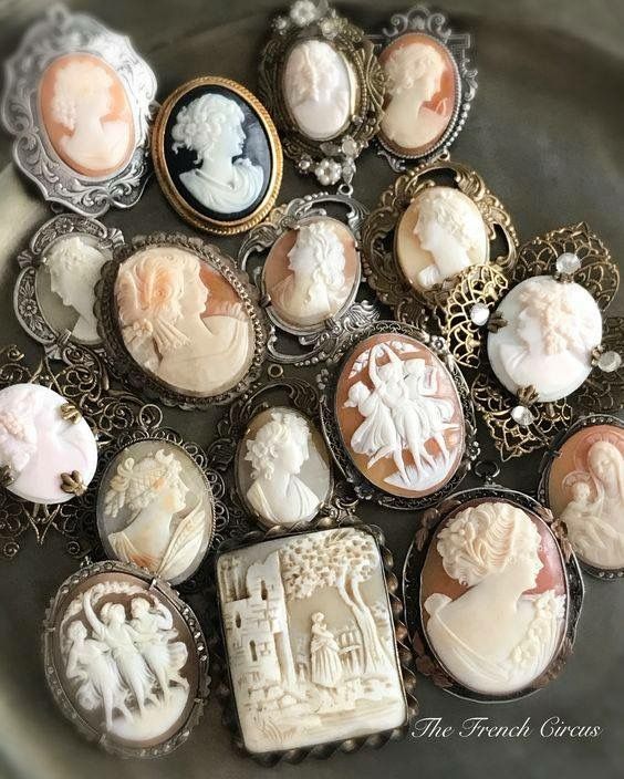 Collection of cameos Cameo Jewelry, Vintage Cameo, Cameo Brooch, Ideas For, Vintage Love, Vintage Jewellery, Jewelry Branding, Different Types, Costume Jewelry