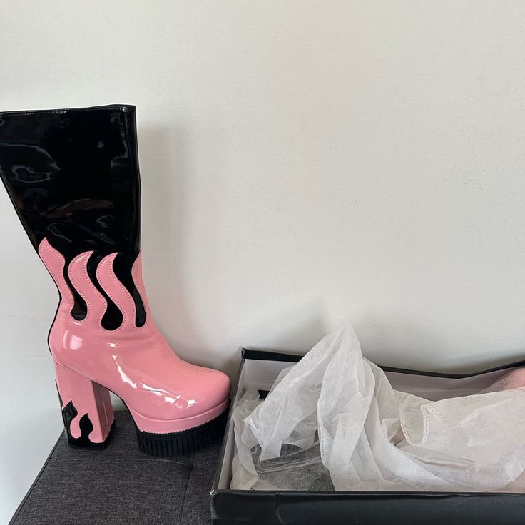 Brand New Never Worn Dolls Kill Boots, Dolls Kill Shoes, New Dolls, Shoes Brand, Dolls Kill, Shoes Heels Boots, Shoe Brands, Pink Black, Shoes Women Heels