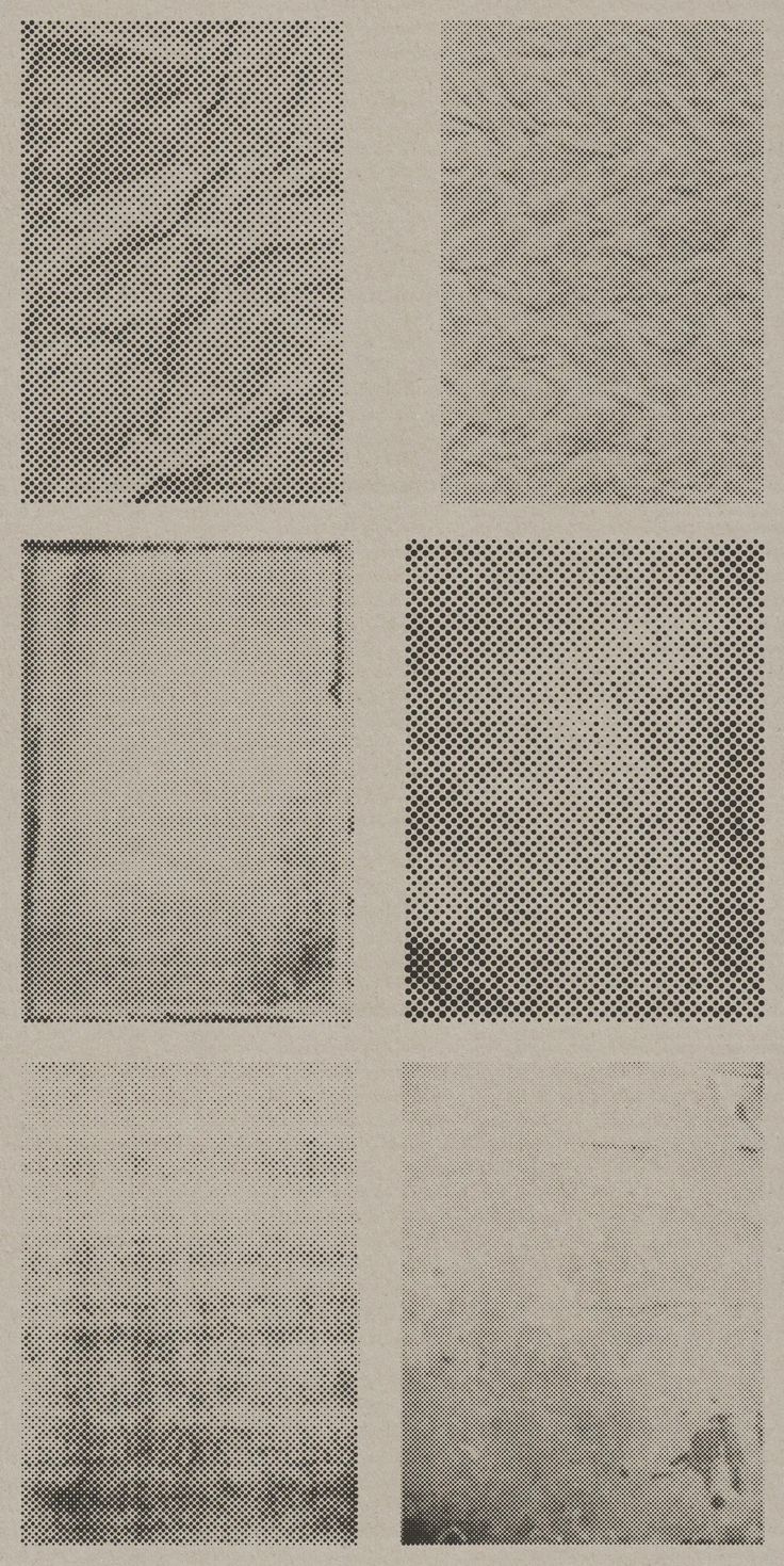 six different types of textured paper in black and white