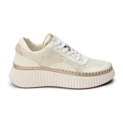 Vegan, platform sneaker with woven knit detailing. Textile upper Manmade outsole 2 in / 5.1 cm heel 1.5 in / 3.81 cm platform Textile lining Padded insole Lace-up closure Beige Sneakers, Vegan Sneakers, Natural Weave, Wedges Style, Knit Sneakers, Platform Sneaker, 2 Inch Heels, Trendy Shoes, Knitting Women