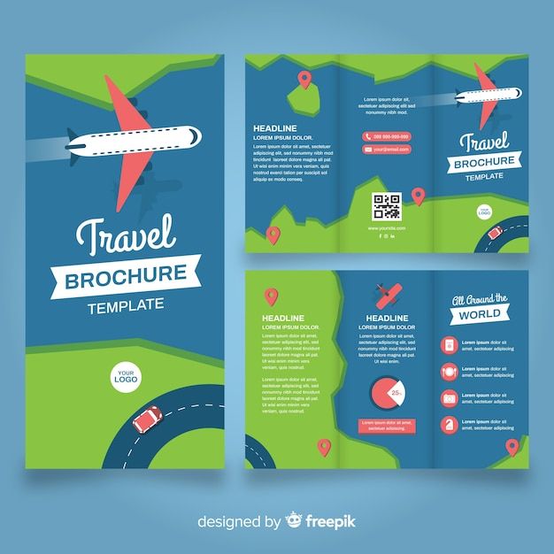 travel brochure template with flat design