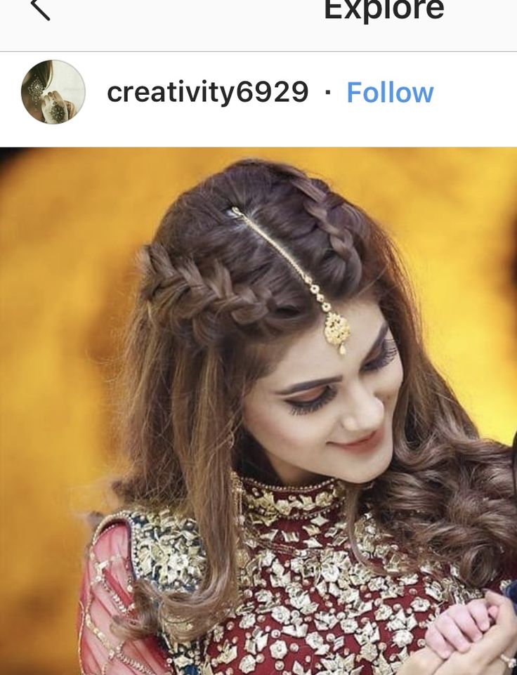 Hairstyles For Cousins Wedding, Hair Style For Lehnga Wedding Hairs For Short Hair, Bindya Hairstyle, Front Head Hairstyles, Front Hair Styles For Wedding Indian Bride, Hairstyles With Mangtika, Front Braid Hairstyles Indian, Hear Style Girl Hairstyles, Mangtika Hairstyle Open Hair