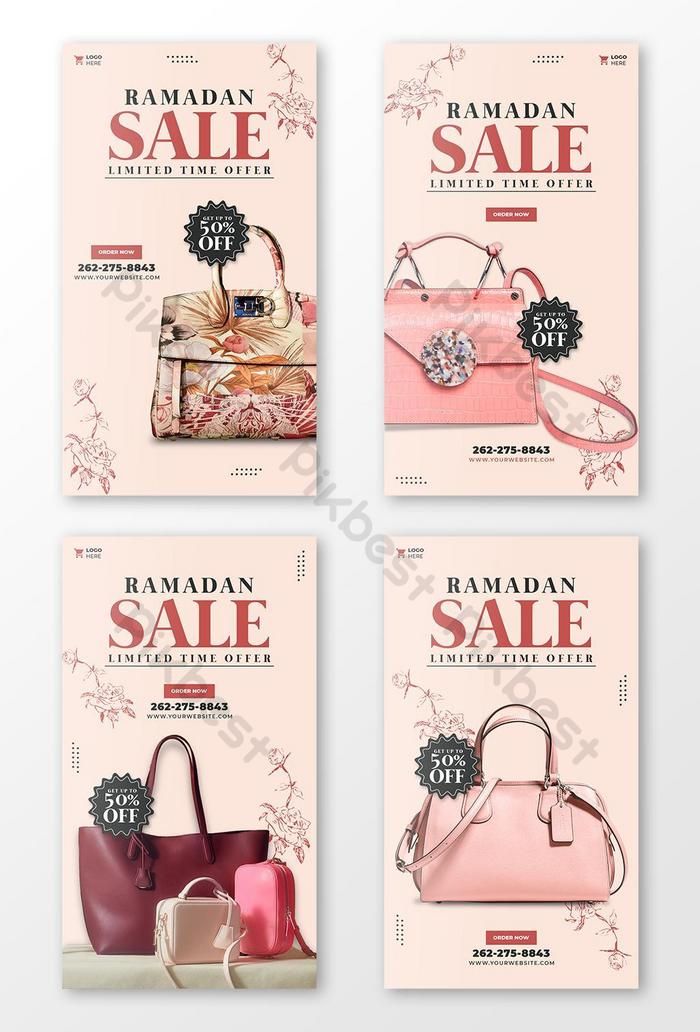 four different styles of handbags for sale on the front and back cover of an advert