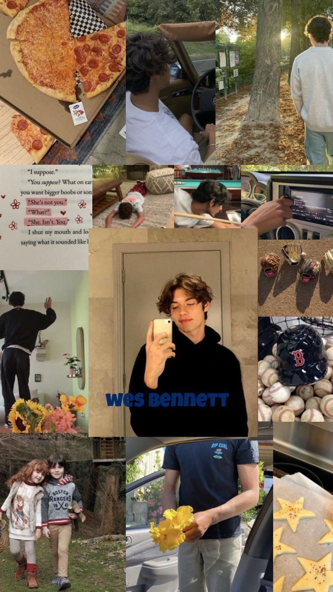 a collage of photos with people and food in the middle one is holding a cell phone