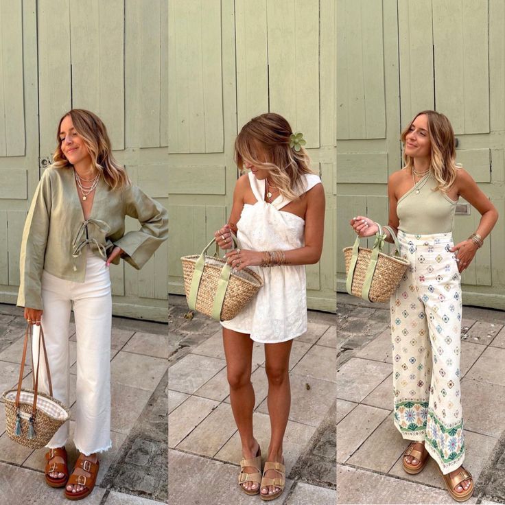 Coastal European Outfits, Spring In Greece Outfits, Mediterranean Style Fashion, Summer Charleston Outfits, Italy Vacation Outfits Spring, Summer Outfit Inspiration 2024, Light Summer Outfit Ideas, European Summer Outfits Casual, Outdoor Spring Outfit