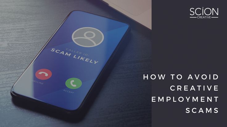 a cell phone with the text how to avoid creative employment scams on it's screen