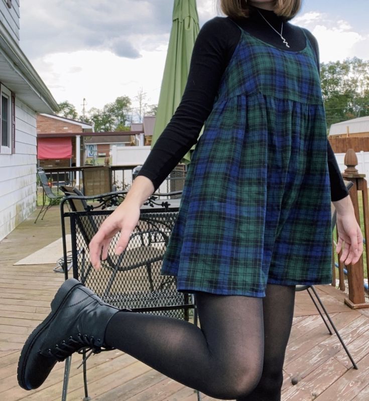 Vintage Fall Outfit Ideas, Mid 20s Fashion Outfits Fall, Plaid Dress Outfit Grunge, Transfemme Summer Fashion, Bookworm Aesthetic Outfit Plus Size, Dress With Shirt Underneath Plus Size, Plus Grunge Fashion, Plaid Dress Outfit Aesthetic, Plaid Fall Dress