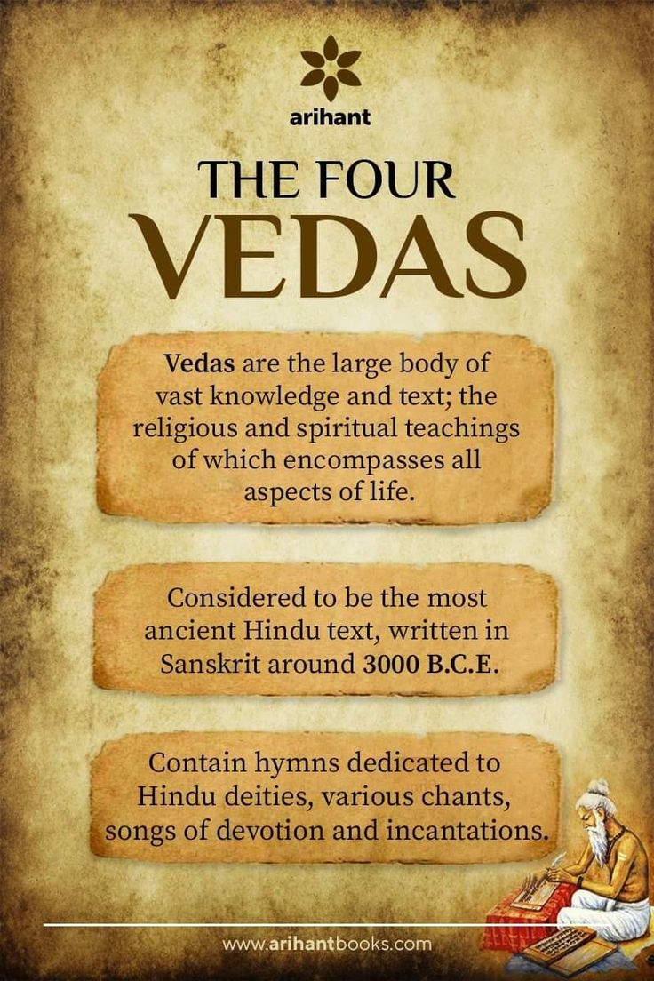 the four vedass with text and pictures on it, including an image of a man