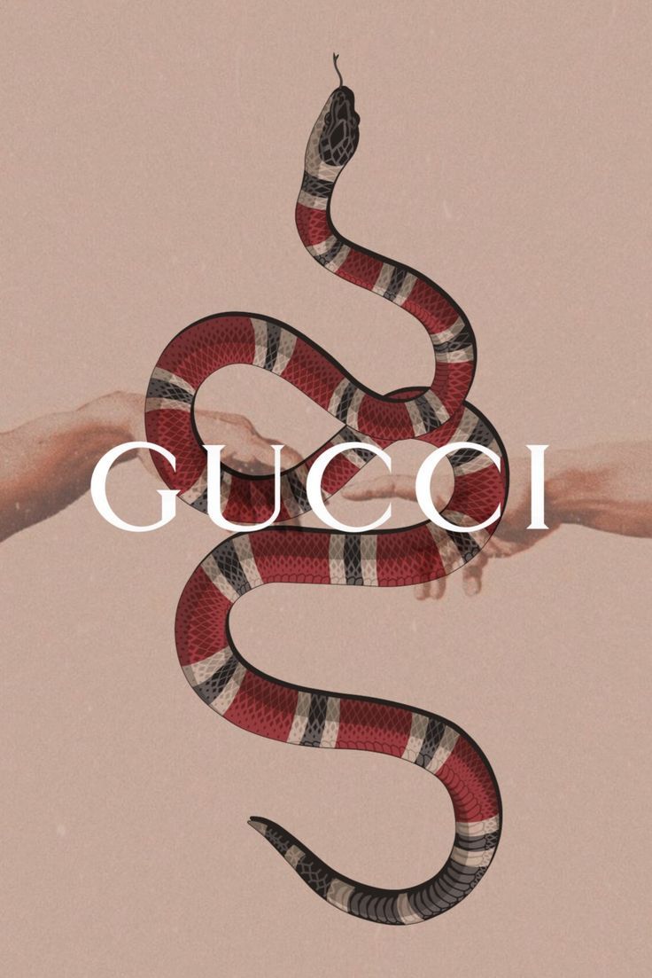 a hand holding a snake with the word gucci in it's center and an image of two hands reaching out to each other