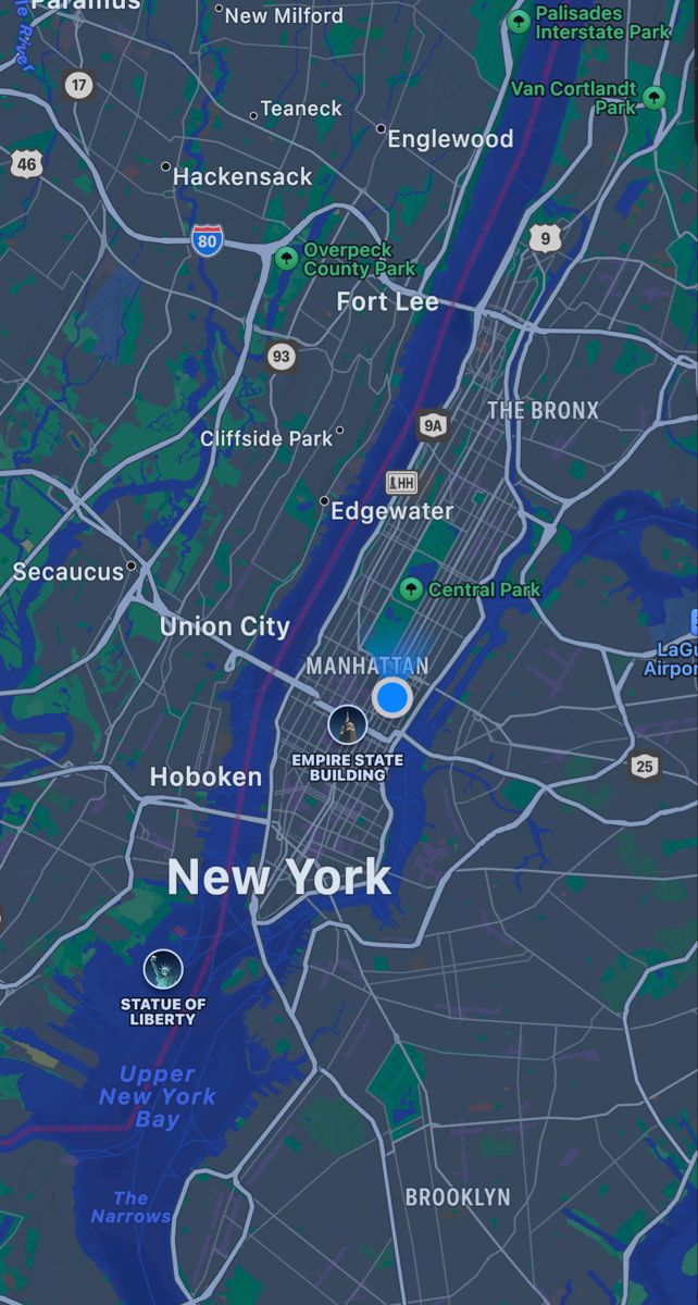 the new york city map is shown in blue