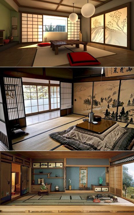 the inside and outside of a japanese style house