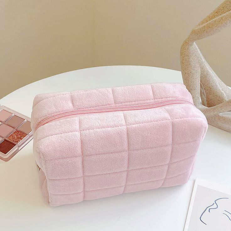 Material: FlanneletteSize: 7.08" x 3.94" x 3.94"Item Color: 3 Colors AvailablePackage: 1 x Bag Makeup Bag Pink, Flower Scrunchie, Thick Wool Socks, Plush Flower, Wallet Organizer, Lipstick Brush, Brush Storage, Knitting Tote Bag, Knitting Tote