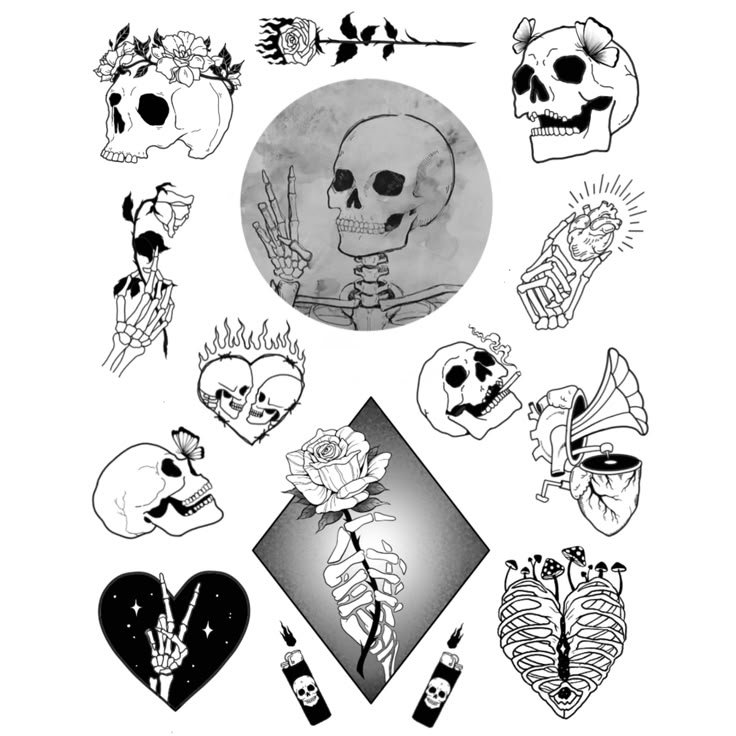 a bunch of different tattoos on a white background