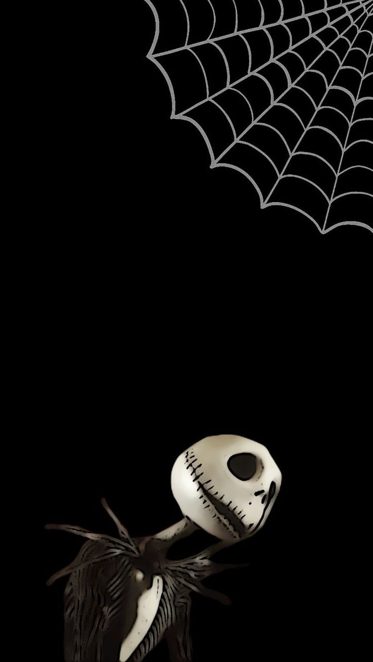 a skeleton with a spider web on its head is flying through the air next to a black background