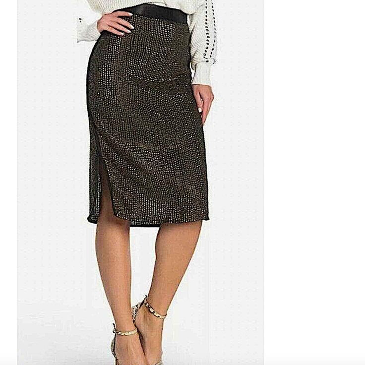 Oie Malloren Gun Metal Sequined Pencil Skirt Purchased From Nordstrom Length 26” Waist 12.5” Hip 16” - Side Hidden Zip With Hook-And-Eye Closure - Seamed Sides - Side Slits - Allover Sequins - Woven Construction - Pencil Skirt - Lined - Shell/Lining: 100% Polyester. Relaxed Fall Party Pencil Skirt, Relaxed Pencil Skirt For Party, Relaxed Pencil Skirt For Fall Party, Relaxed Fit Pencil Skirt For Fall Parties, Fall Party Midi Pencil Skirt, Relaxed Party Pencil Skirt With Lining, Elegant Knee-length Mini Skirt For Party, Elegant Knee-length Mini Skirt For Date Night, Evening Fall Pencil Skirt