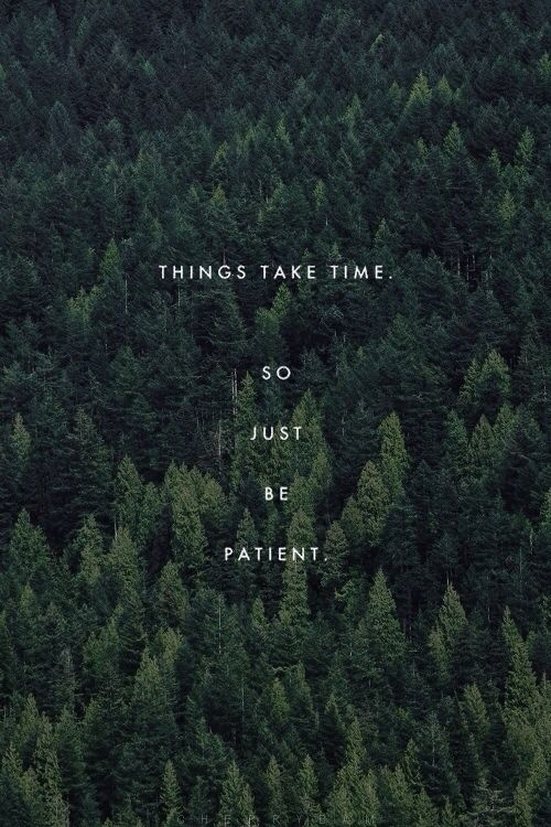 trees with the words things take time so just be patient