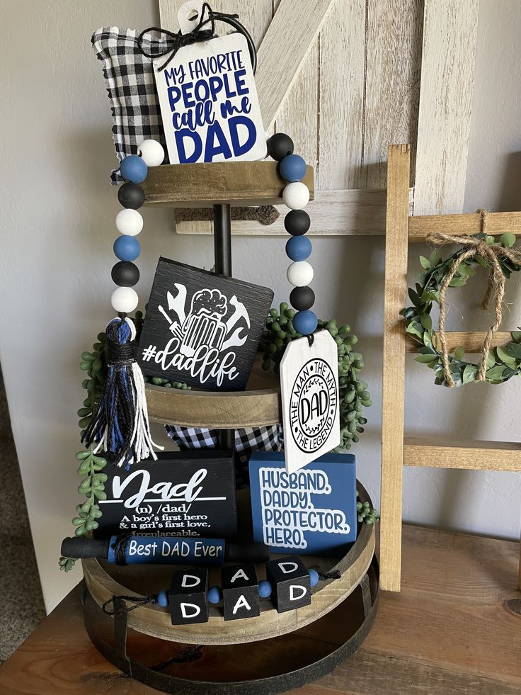 a father's day display made out of books