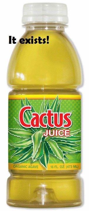 a bottle of cactus juice sitting on top of a white background with the caption it exits