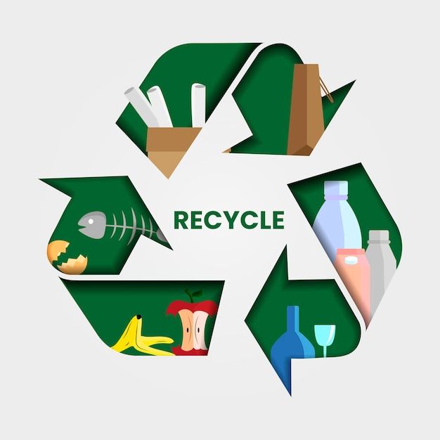 the recycling symbol is made up of different items