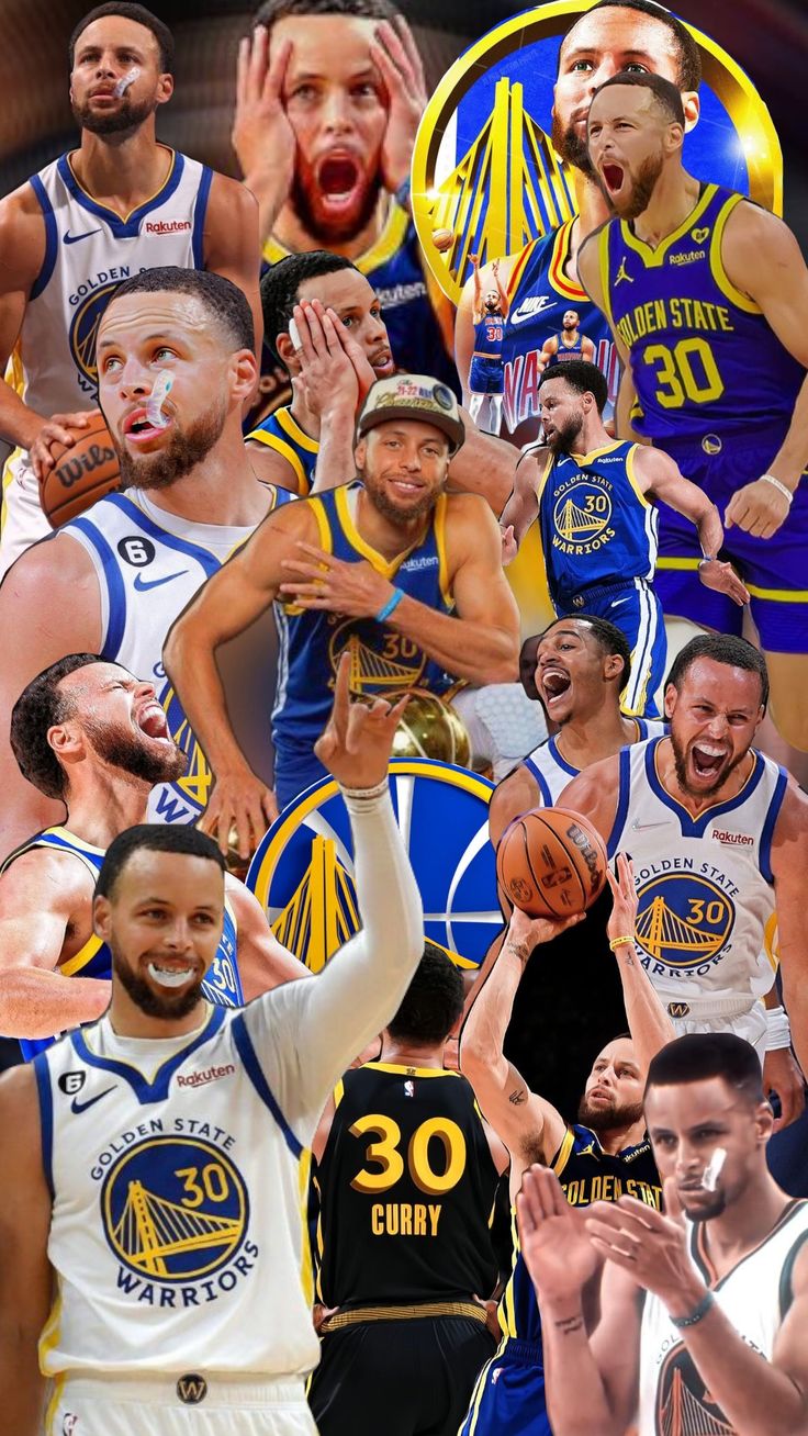 the golden state warriors and their basketball team are collaged together in this collage