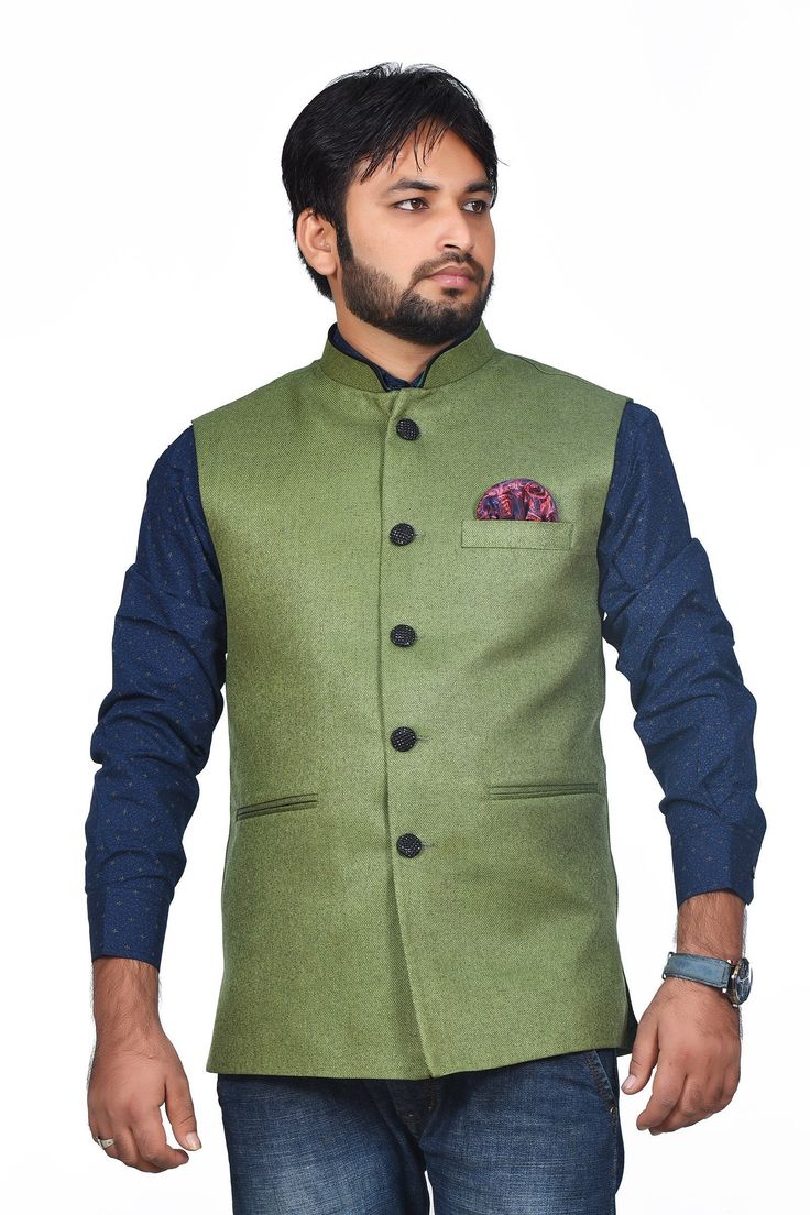 "This dress is shipped to you via a fast shipping so that normally the product is delivered to you in 3 to 5 days Only Waistcoat Jacket Style Ethnic Menswear Body Fit Size . All waist coat nehru jacket Also We Keep 2.5 Inches Extra Margin In The Dress. Disclaimer, Product Colour may slightly vary due to photographic lighting sources or your monitor settings. Care Instructions: Dry clean only When to wear: Suitable for both winter and summer season =waistcoat nehru jacket= Impress everyone with y Designer Fitted Cotton Bandhgala, Designer Wear Fitted Cotton Bandhgala, Designer Cotton Fitted Bandhgala, Festive Designer Nehru Jacket With Stand Collar, Fitted Green Nehru Jacket With Dabka Detailing, Fitted Green Nehru Jacket For Eid, Designer Fitted Green Outerwear, Designer Cotton Nehru Jacket With Dabka, Fitted Sherwani With Stand Collar For Diwali